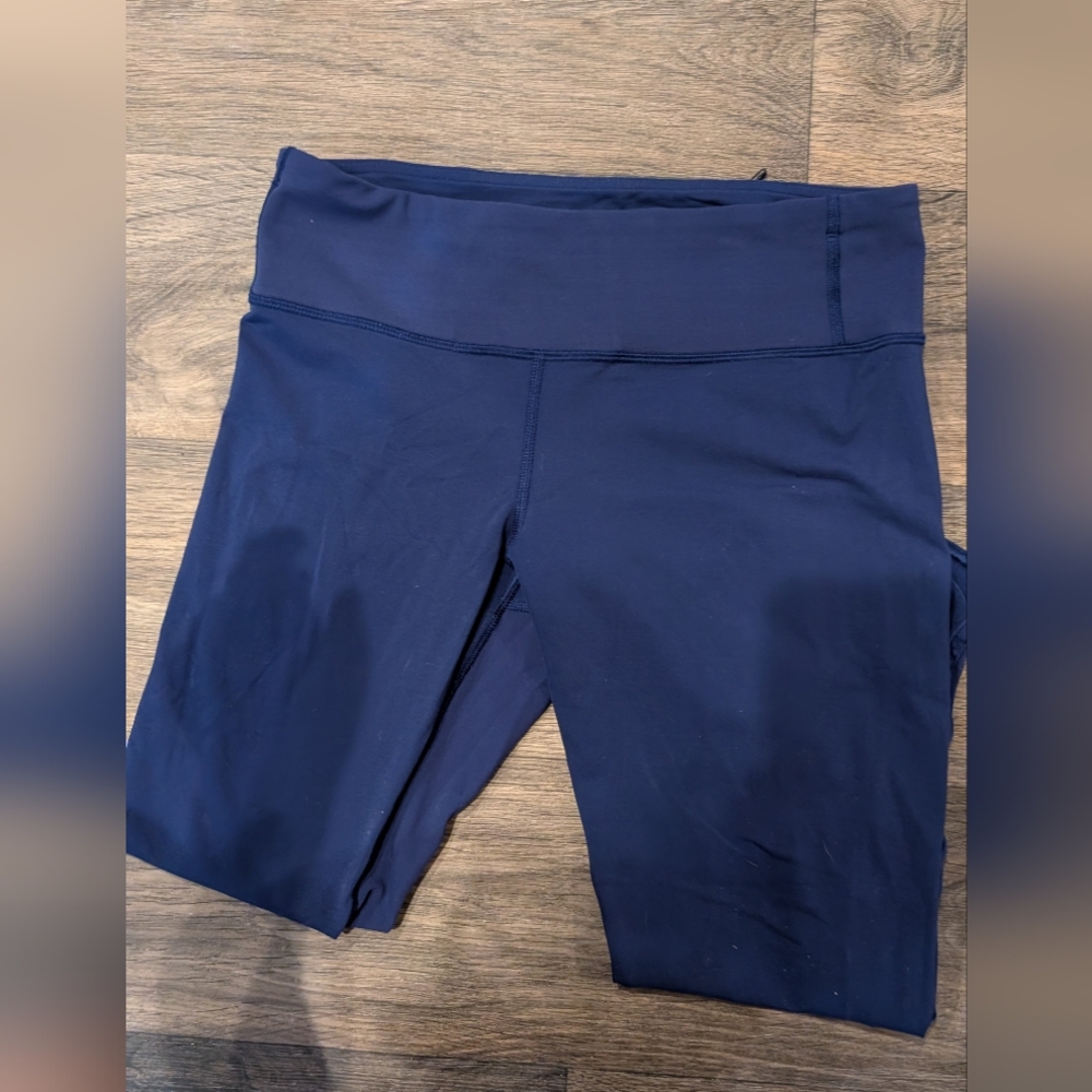 Lululemon Women's Navy Capri With Mesh Detail On Bottom